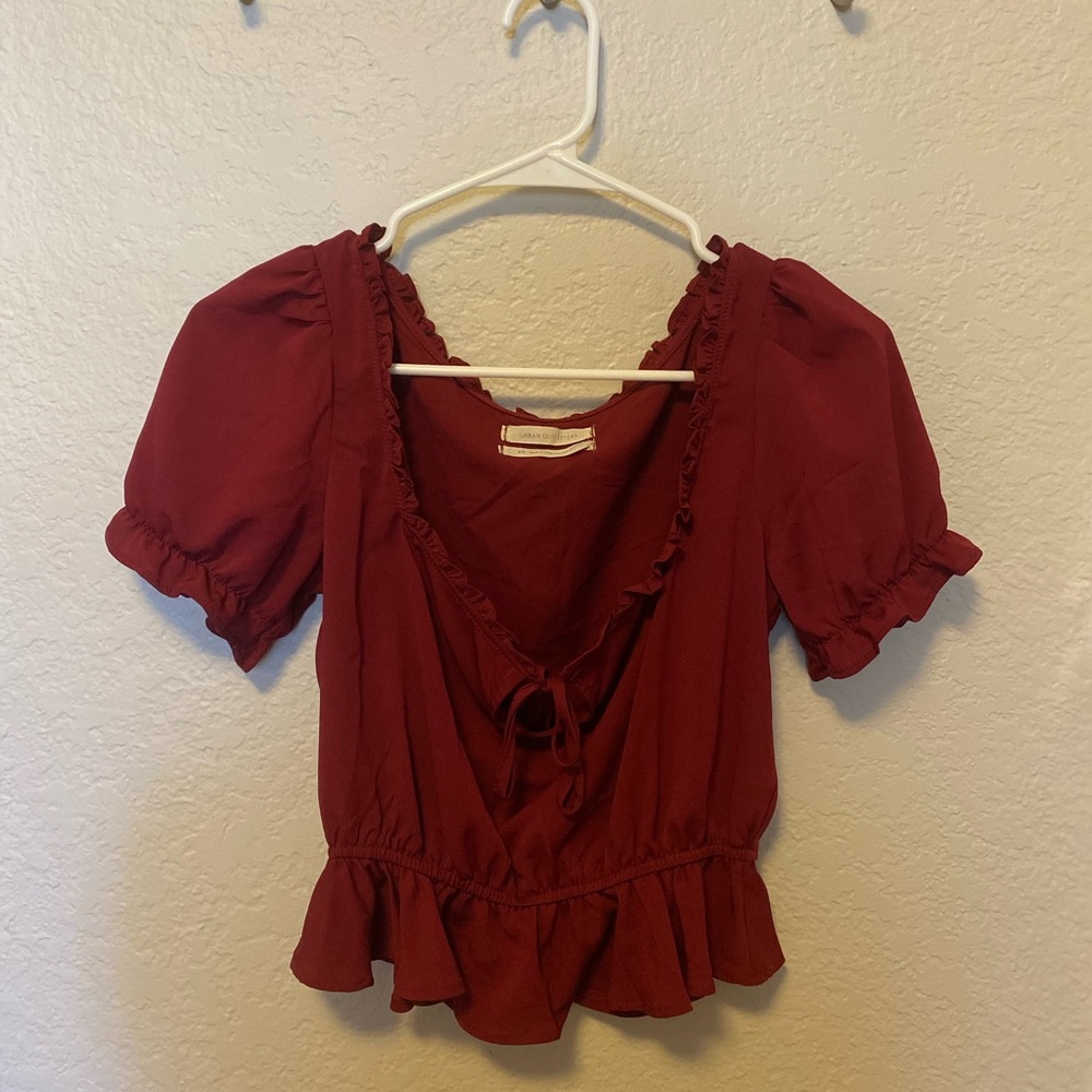 NWOT UO Riley Ruffle Tie-Front Blouse